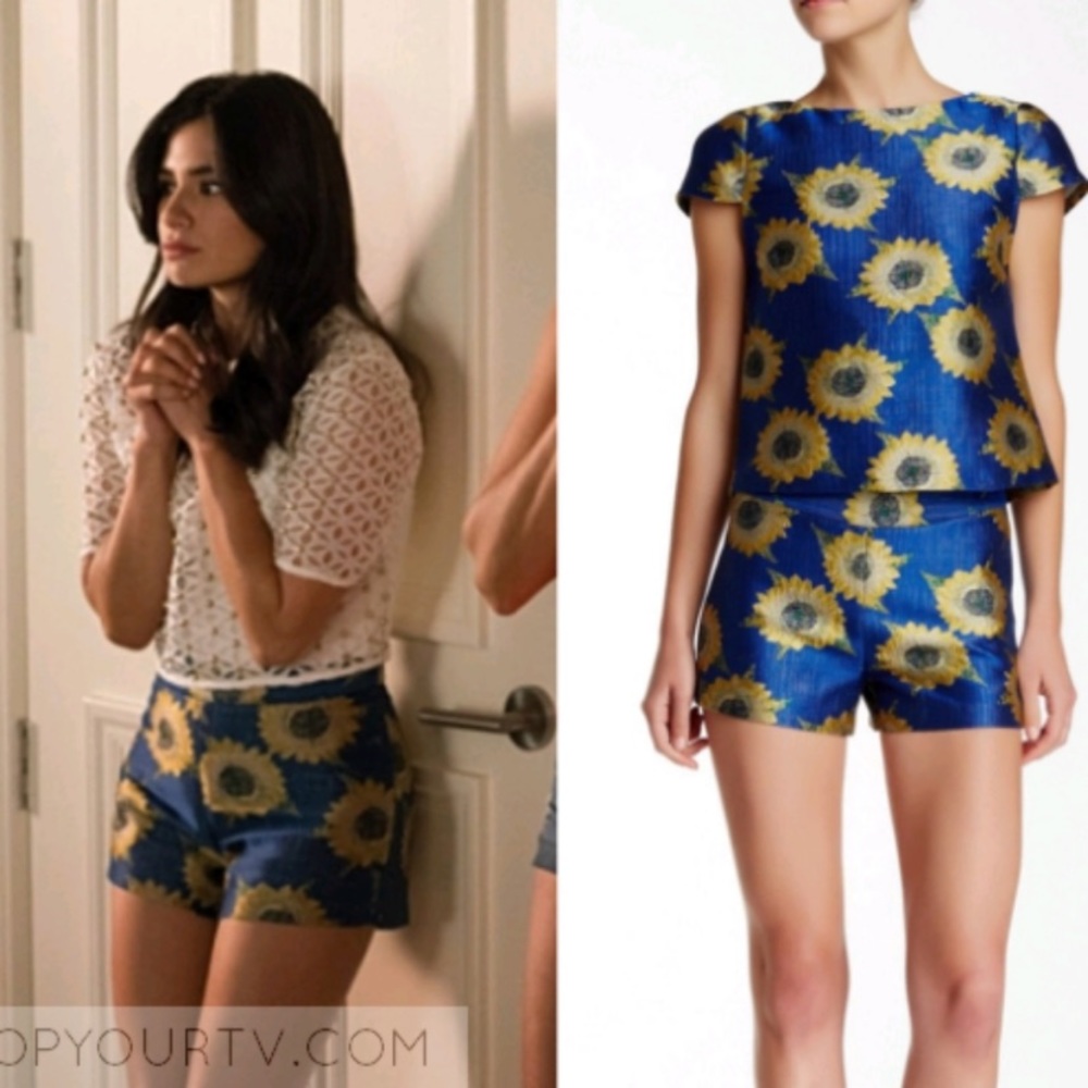 Alice + Olivia Sunflower Print Jacquard Shorts